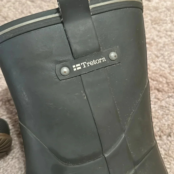 TRETORN Womens Rain Boots ELSA Gray Green Rubber Waterproof Mid Calf Snow Lined - Picture 3 of 5